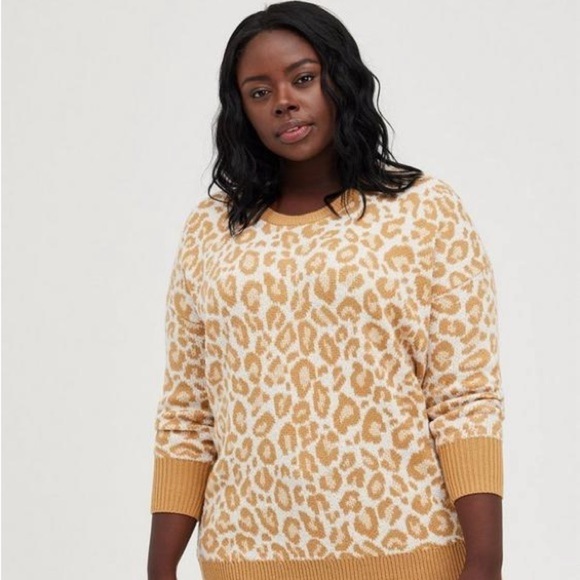 NWT torrid Drop Shoulder  Sweater - Popcorn Leopard 1X - Picture 1 of 6
